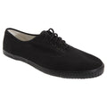 Black - Front - Dek Adults Unisex Lace Up Canvas Gym Plimsolls