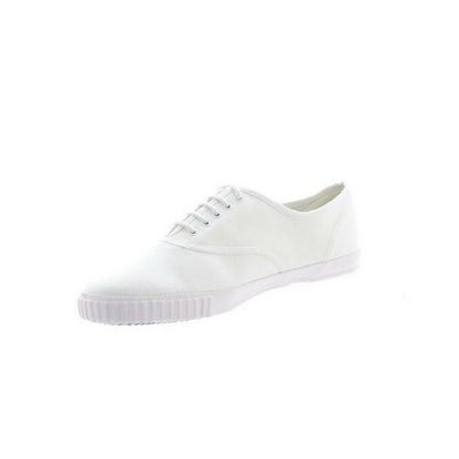 White - Pack Shot - Dek Adults Unisex Lace Up White Canvas Gym Plimsolls