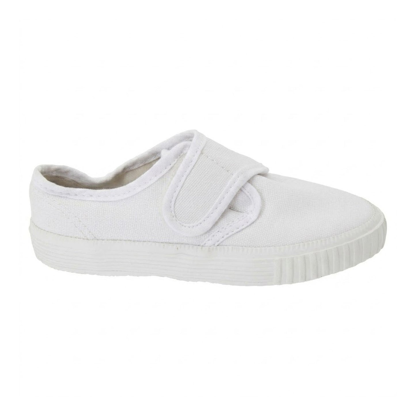 White - Back - Dek Kids Unisex Junior Touch Fastening White Canvas Plimsolls