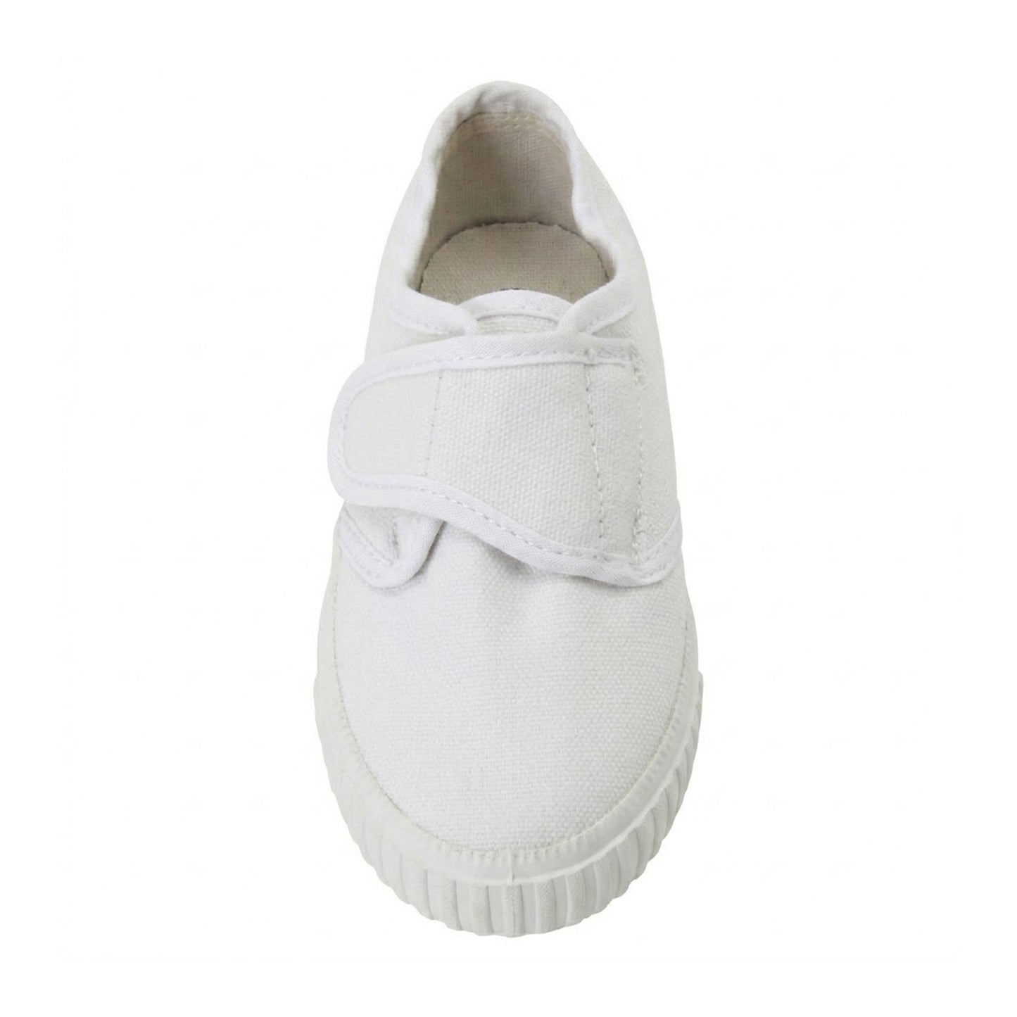 White - Side - Dek Kids Unisex Junior Touch Fastening White Canvas Plimsolls