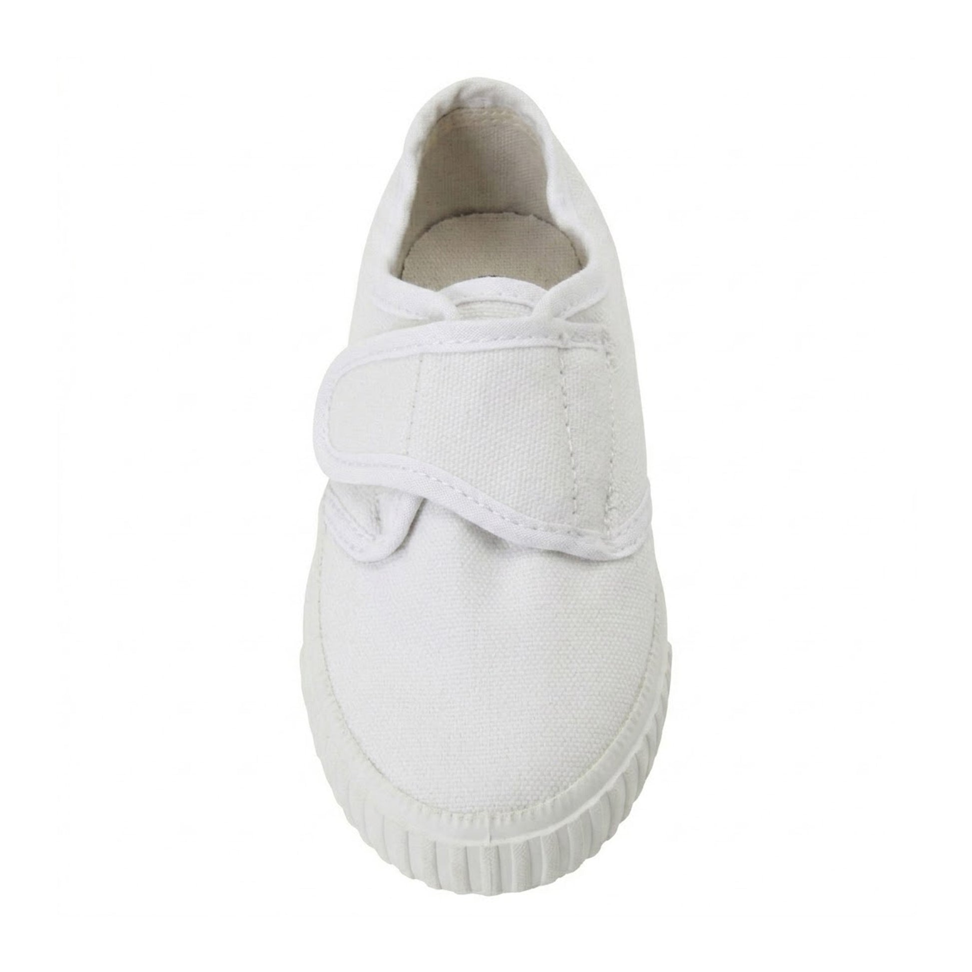 White - Side - Dek Kids Unisex Junior Touch Fastening White Canvas Plimsolls