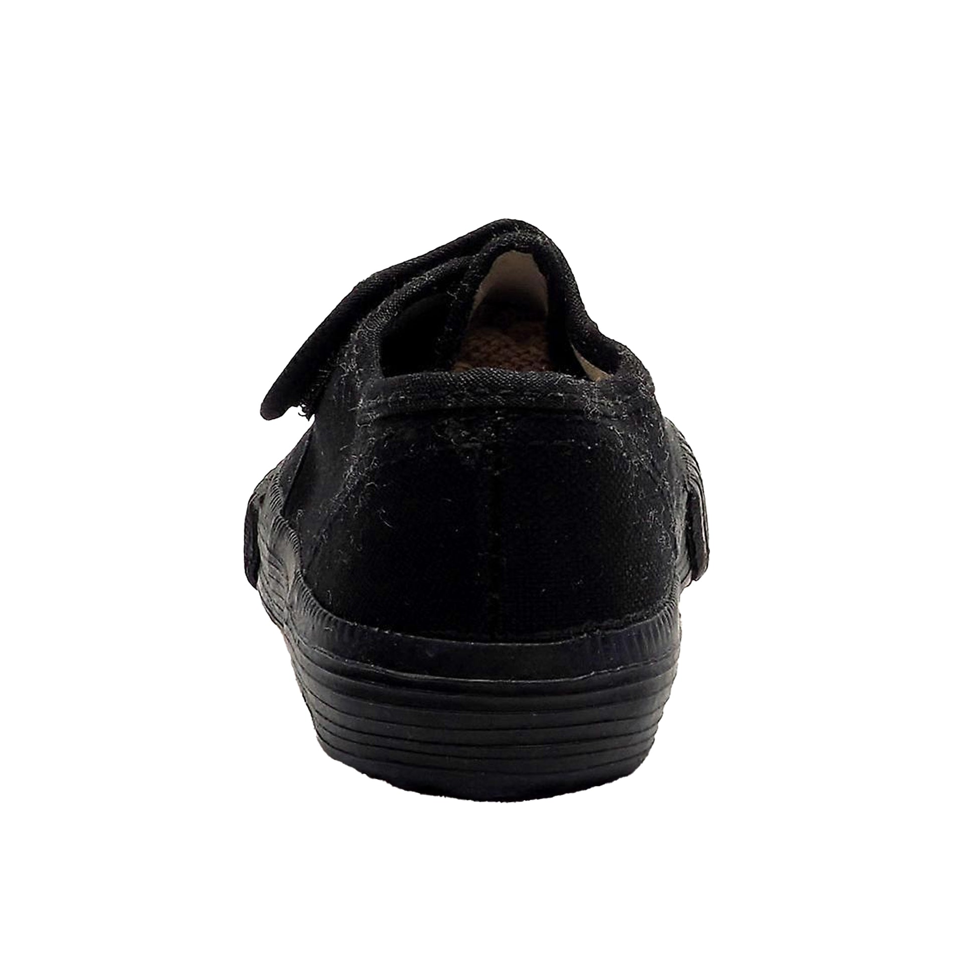 Black - Back - Dek Kids Unisex Junior Touch Fastening Black Canvas Plimsolls