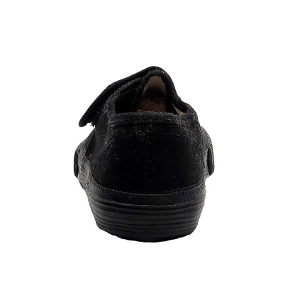 Black - Back - Dek Kids Unisex Junior Touch Fastening Black Canvas Plimsolls