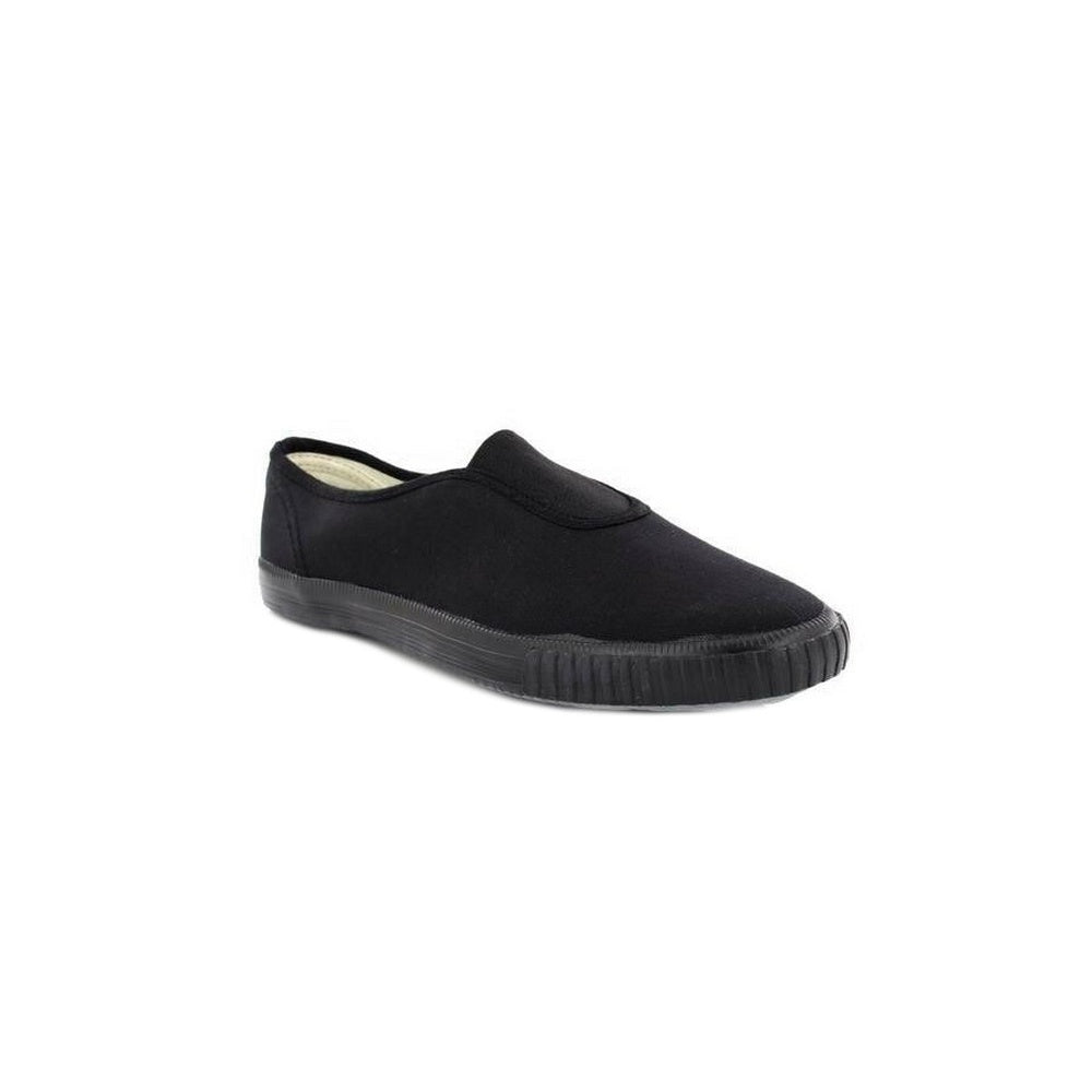 Black - Pack Shot - Dek Kids Unisex Junior Gusset Black Canvas Plimsolls