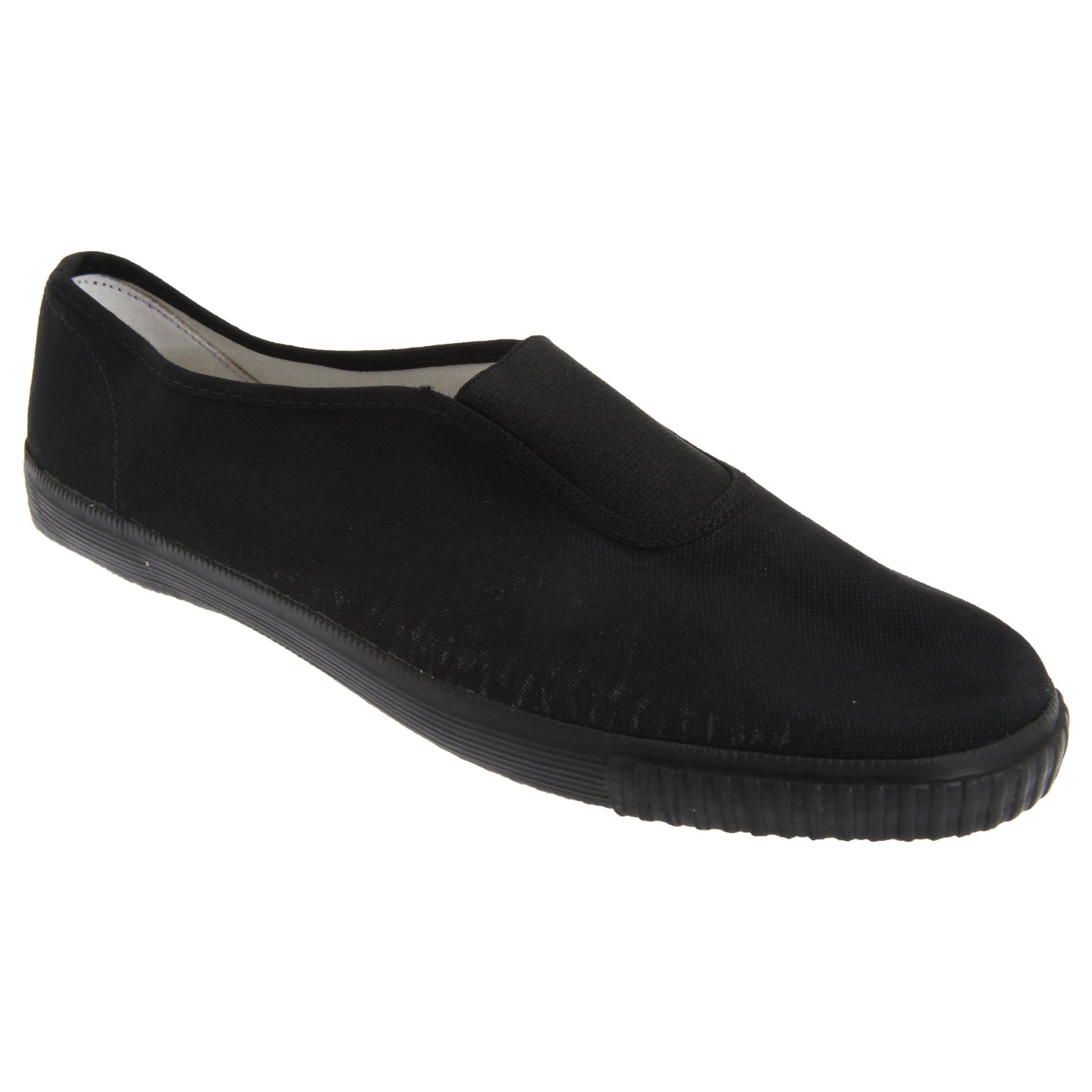 Black - Front - Dek Adults Unisex Gusset Black Canvas Plimsolls