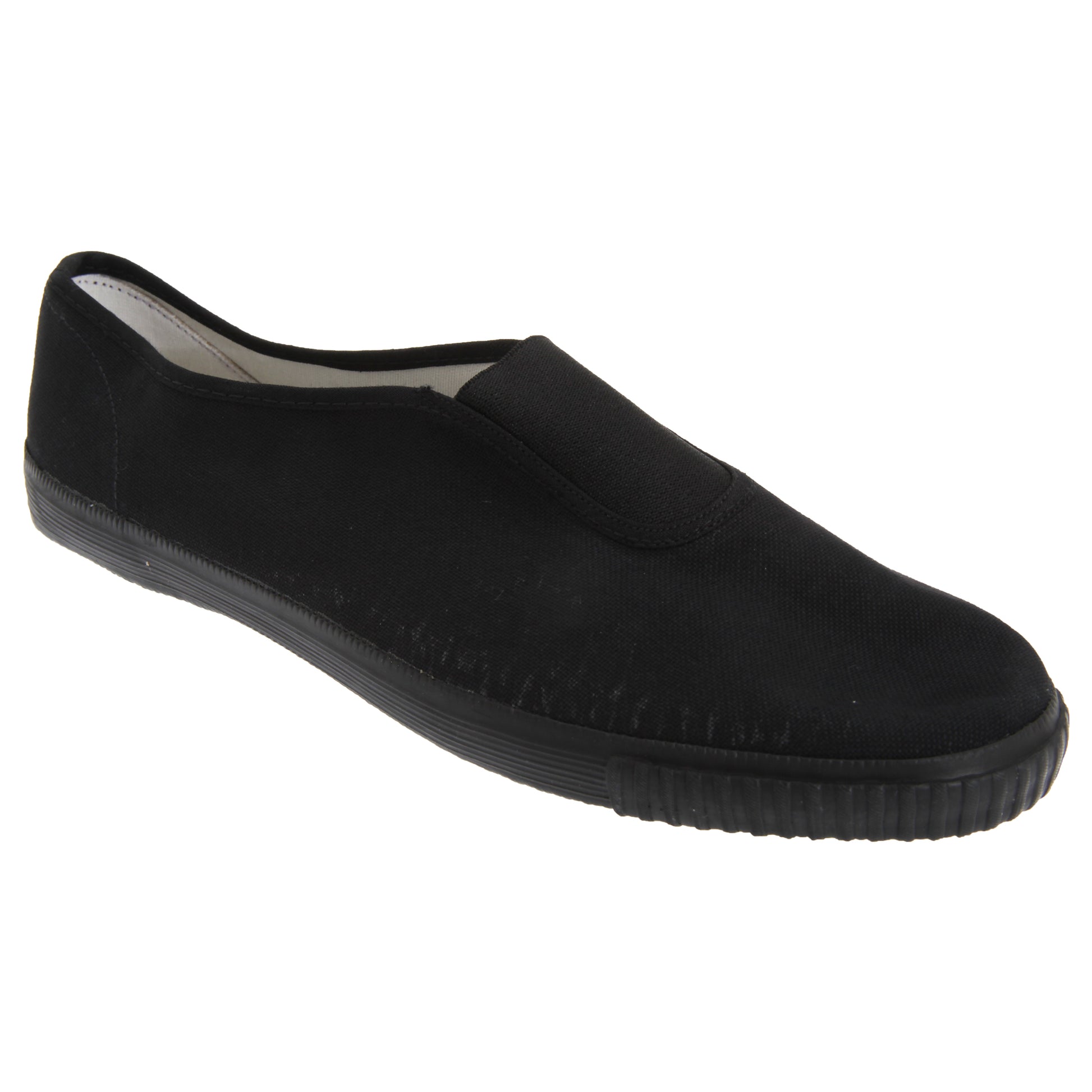 Black - Front - Dek Adults Unisex Gusset Black Canvas Plimsolls