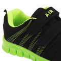 Black-Lime - Back - Dek Childrens-Kids Air Sprint Touch Fastening Lightweight Jogger Trainers