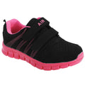 Black-Fuchsia - Front - Dek Childrens-Kids Air Sprint Touch Fastening Lightweight Jogger Trainers