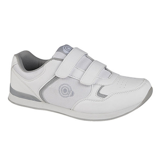 White-Grey - Front - Dek Mens Drive Touch Fastening Trainer-Style Lawn Bowling Shoes