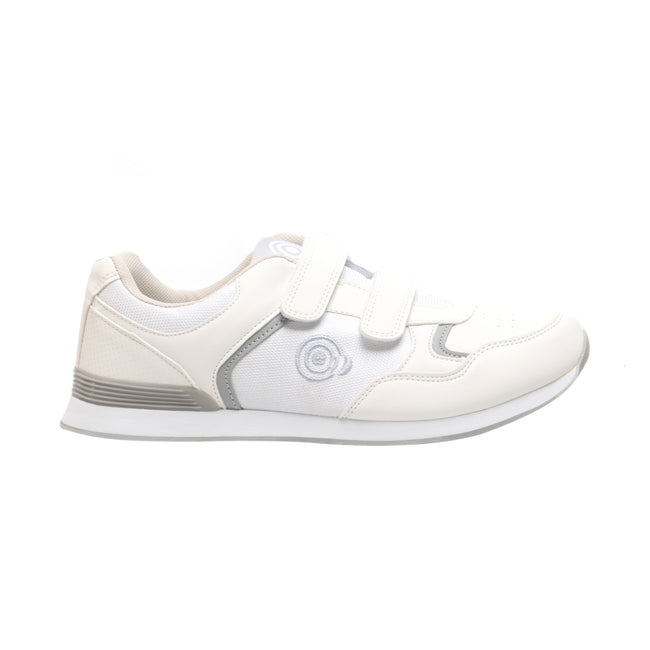 White-Grey - Back - Dek Mens Drive Touch Fastening Trainer-Style Lawn Bowling Shoes