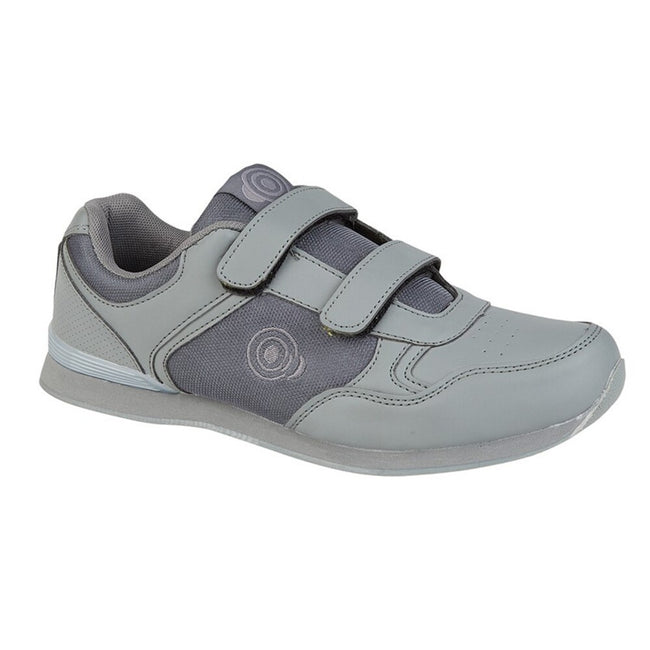 Grey - Front - Dek Mens Drive Touch Fastening Trainer-Style Lawn Bowling Shoes