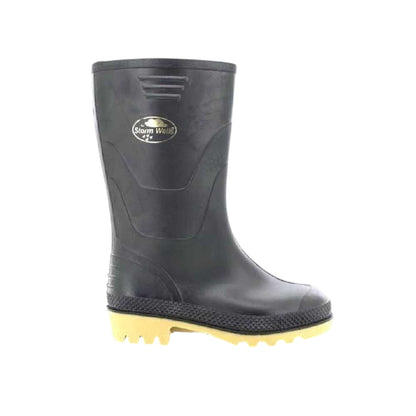 Black - Back - StormWells Childrens-Kids Junior Wellingtons