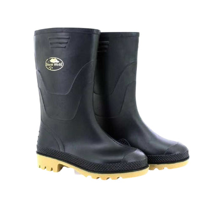 Black - Side - StormWells Childrens-Kids Junior Wellingtons