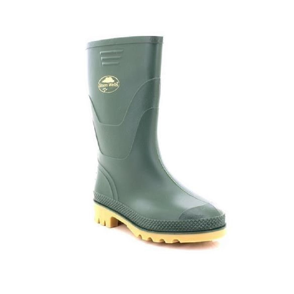 Green - Front - StormWells Older Childrens-Kids Junior Wellingtons