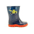 Navy Blue-Red - Back - StormWells Boys Puddle Digger Wellingtons