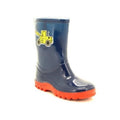 Navy Blue-Red - Front - StormWells Boys Puddle Digger Wellingtons