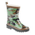 Green-Brown-Black - Front - StormWells Childrens-Kids Camouflage Print Wellingtons