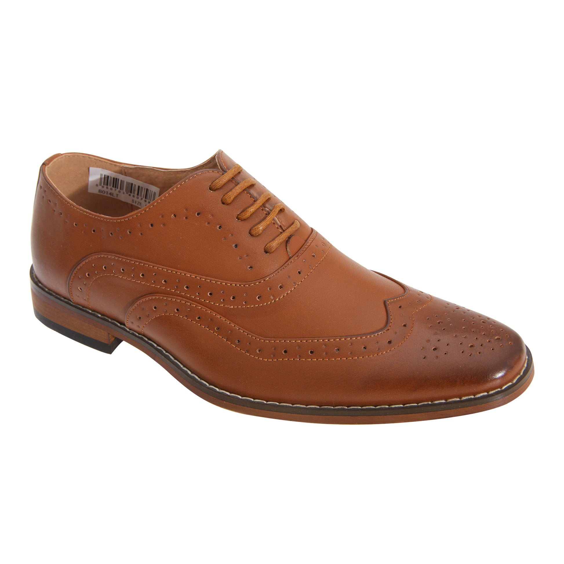 Tan - Front - Goor Boys 5 Eyelet Brogue Oxford Shoes
