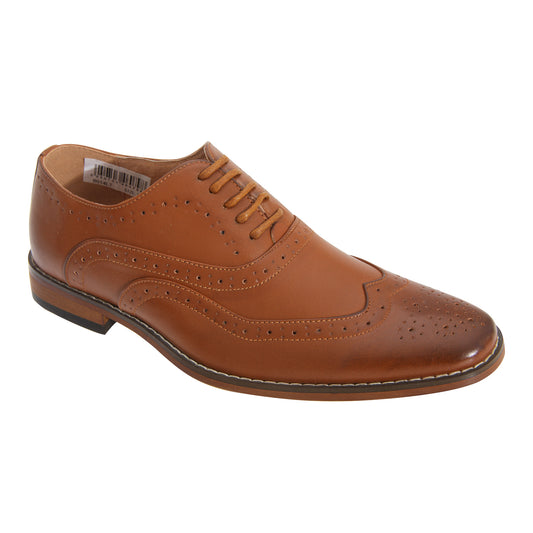Tan - Front - Goor Boys 5 Eyelet Brogue Oxford Shoes