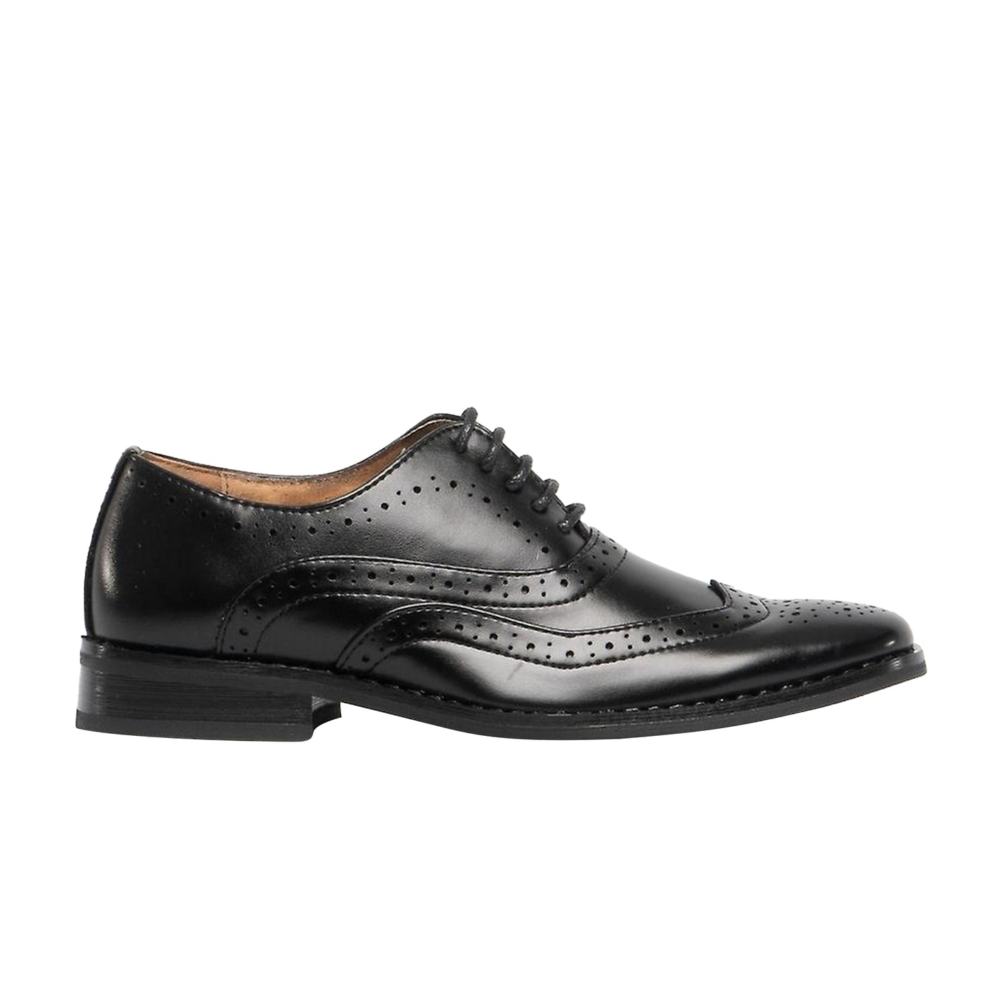 Black - Side - Goor Boys 5 Eye Brogue Oxford Shoes