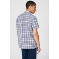 Grey - Back - Mantaray Mens Mini Grid Check Textured Shirt