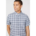 Grey - Side - Mantaray Mens Mini Grid Check Textured Shirt