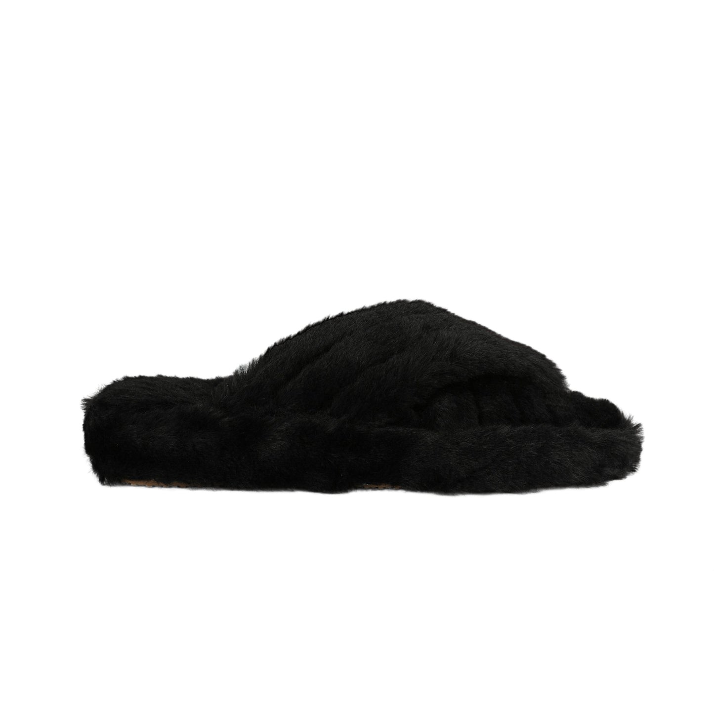 Black - Front - Debenhams Womens-Ladies Crossover Fluffy Slippers
