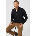 Black - Front - Maine Mens Cable Cotton Half Zip Jumper