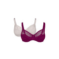 Dark Red-White - Front - Gorgeous Womens-Ladies Textured Lace Bra (Pack of 2)