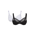 Black-White - Front - Gorgeous Womens-Ladies Textured Lace Bra (Pack of 2)