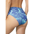 Blue - Back - Mantaray Womens-Ladies Palm Leaf High Waist Bikini Bottoms