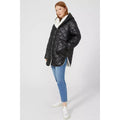 Black - Pack Shot - Maine Womens-Ladies Quilted Padded Reversible Coat