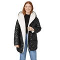 Black - Front - Maine Womens-Ladies Quilted Padded Reversible Coat