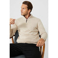 Stone - Side - Maine Mens Premium Cotton Funnel Neck Jumper