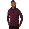 Burgundy - Front - Maine Mens Premium Cotton Funnel Neck Jumper