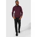Burgundy - Side - Maine Mens Premium Cotton Funnel Neck Jumper