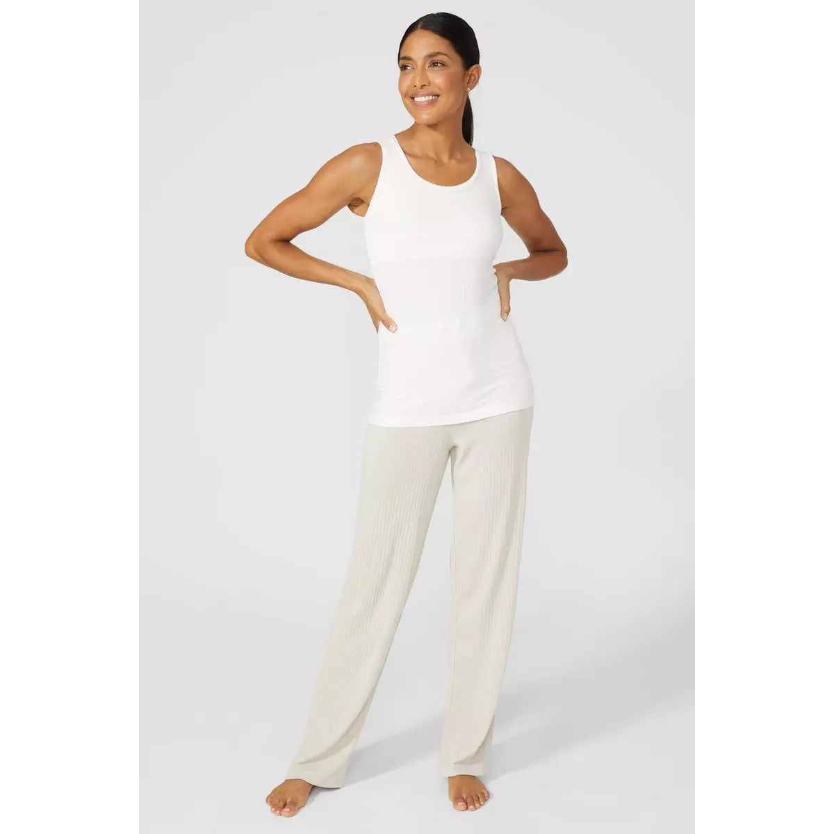 Cream - Side - Debenhams Womens-Ladies Secret Support Racerback Vest Top