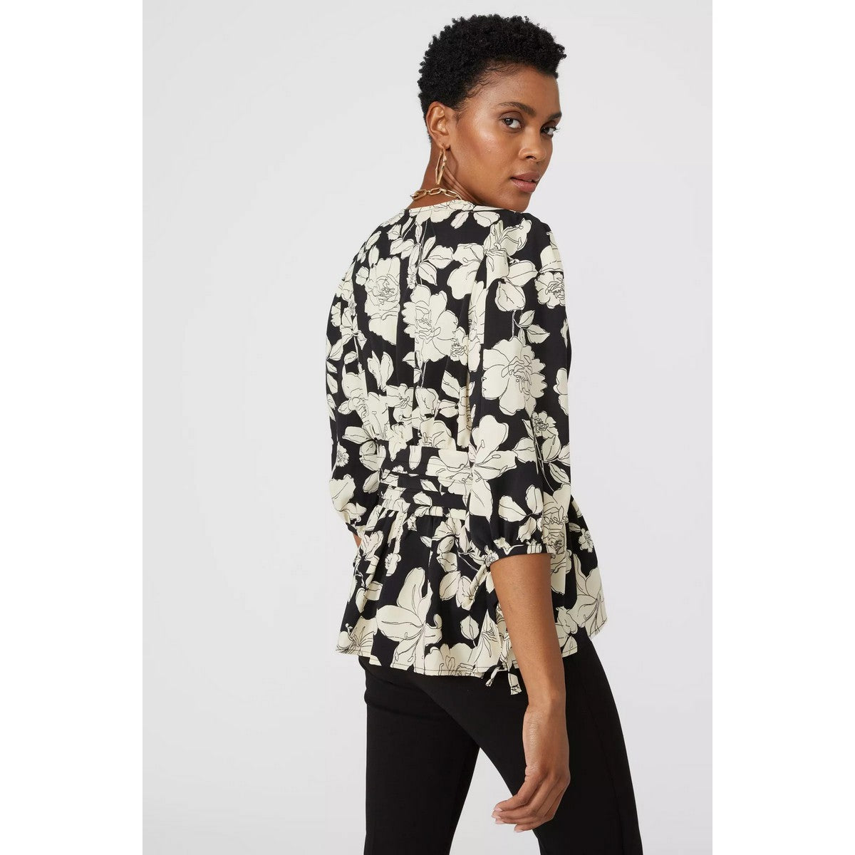 Black - Back - Debenhams Womens-Ladies Waist Tie Blouse