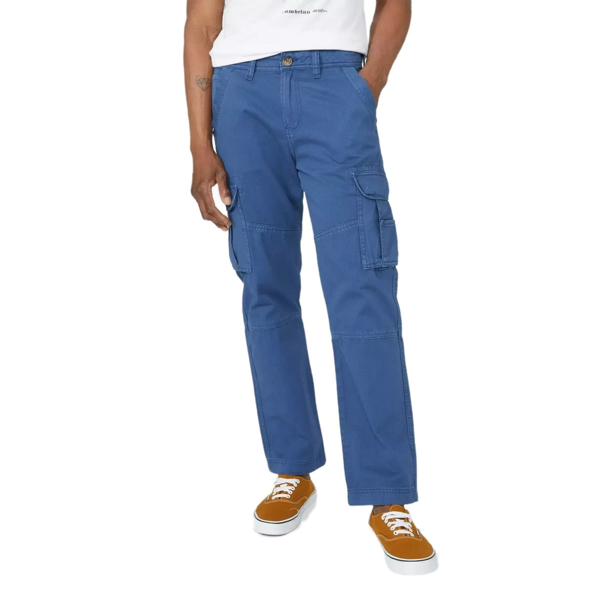 Mid Blue - Front - Mantaray Mens Plain Cargo Trousers