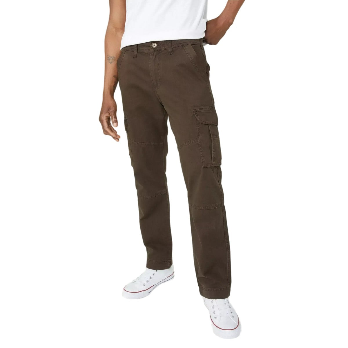 Dark Brown - Front - Mantaray Mens Plain Cargo Trousers