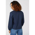 Navy - Back - Maine Womens-Ladies Grandad Collar Balloon Sleeve Shirt