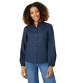 Navy - Front - Maine Womens-Ladies Grandad Collar Balloon Sleeve Shirt