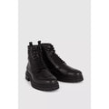 Black - Lifestyle - Mantaray Mens Premium Leather Lace Up Combat Boots