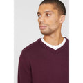 Burgundy - Side - Maine Mens Premium Cotton V Neck Jumper