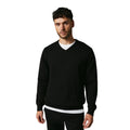 Black - Front - Maine Mens Premium Cotton V Neck Jumper