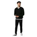 Black - Side - Maine Mens Premium Cotton V Neck Jumper