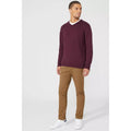 Burgundy - Pack Shot - Maine Mens Premium Cotton V Neck Jumper