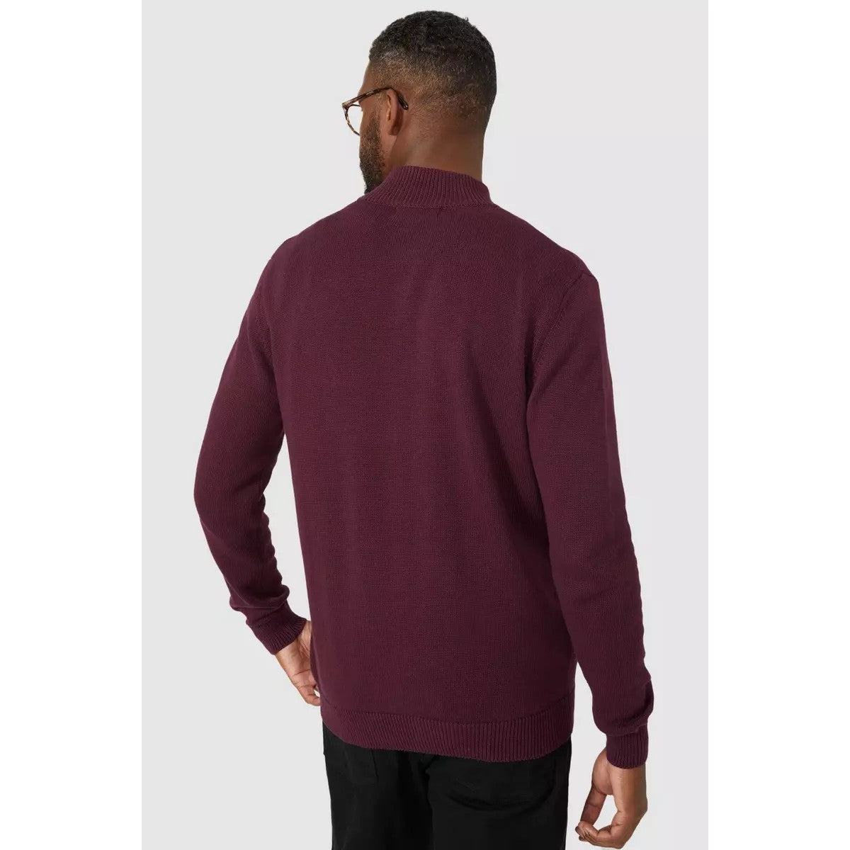 Burgundy - Back - Maine Mens Premium Cotton Full Zip Jumper