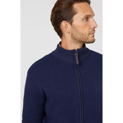Navy - Side - Maine Mens Premium Cotton Full Zip Jumper