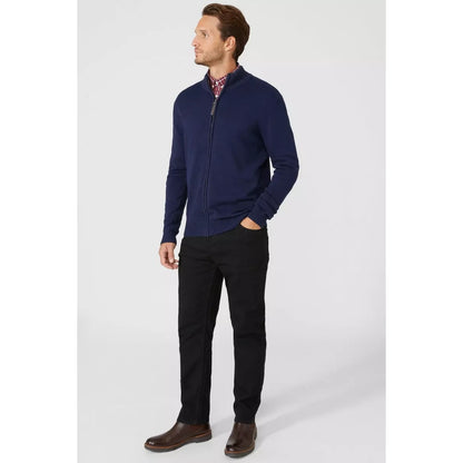 Navy - Pack Shot - Maine Mens Premium Cotton Full Zip Jumper